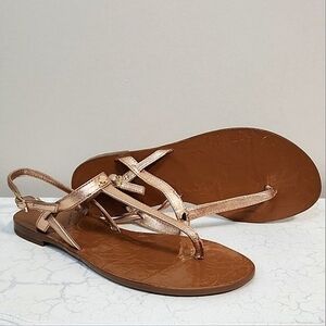 Kate Spade Citrine Rose Gold Thong Sandals, Size 6 ~ EUC